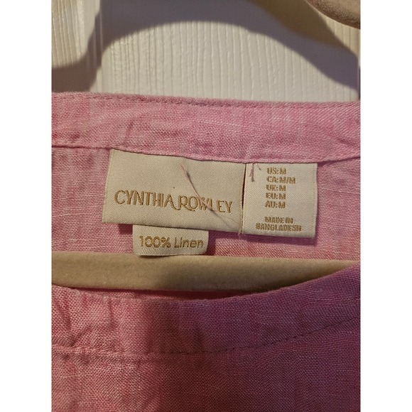 Cynthia Rowley 100% linen icy pink boxy short sleeve top size M - Picture 2 of 4